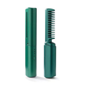 WIN WIN Shop Electric Wireless Mini Hair Straightener Rechargeable Heat Brush Straightener Comb