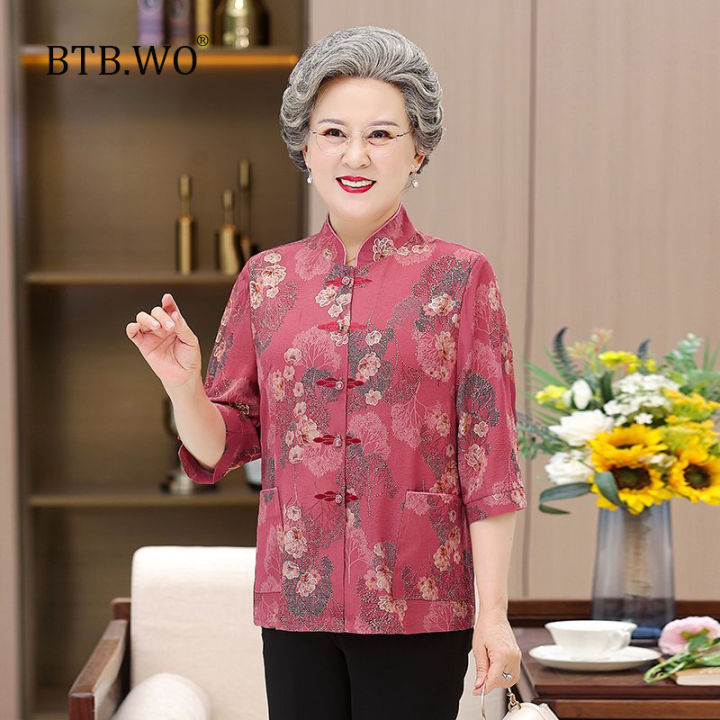 nndhz Grandma Blouse Summer Fashion Elderly Women