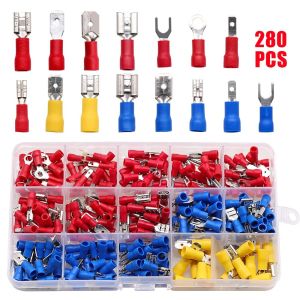 🔥 🔥24 hours delivery 🔥 🔥 280pcs Assorted Crimp Spade Terminal Wire Flat Female and Male Insulated Electrical Wire Cable Connector Kit Set Cable Lugs Assortment Kit Insulated Terminals