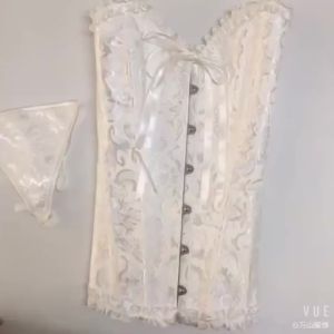 Women Bustier Lace Up Corset Top Waist Trainer Lingerie Overbust Body Shaper Plus Size