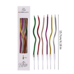 30/60Pcs Metallic Curved Long Candle / Plating Gilding Candle / Birthday Cake Topper / Wedding Xmas Party Supplies