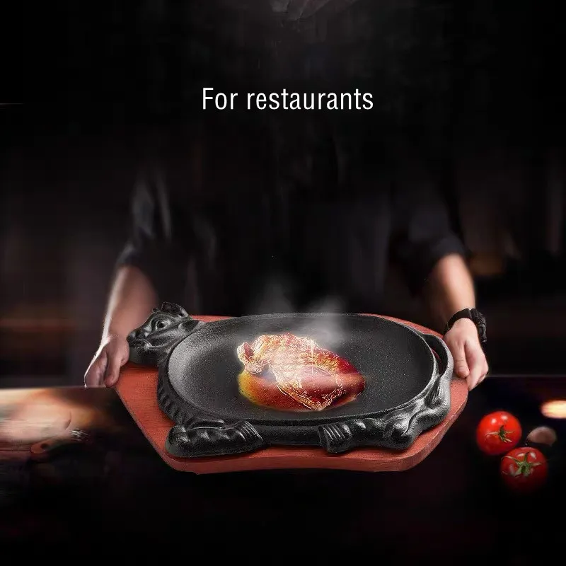 ROBOROBOPH With Wood Base Sizzling Plate Sisig plate Cast Iron