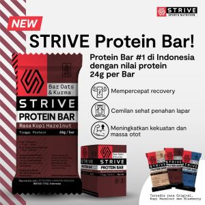 STRIVE Protein Bar Muscle Recovery Meal Cemilan Olahraga GYM Fitness 1BOX isi 5Bar