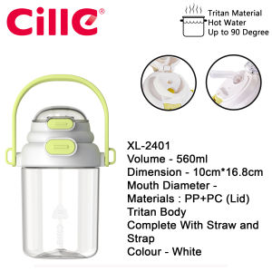 Cille 560ml Double Layer Cap Portable Strap Leakproof Tritan BPA-Free Water Bottle