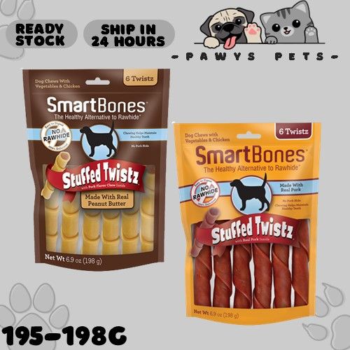 SmartBones Stuffed Twistz 6 Stick / 198G (Peanut Butter , Pork) Dog