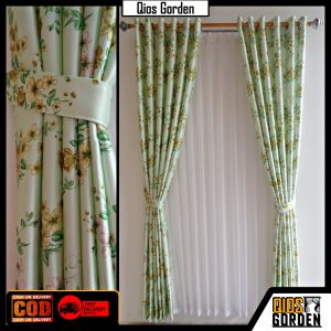 Gorden Jendela Shaby Bahan Blackout Tebal Motif Bunga Sakura Model 12 Smokering