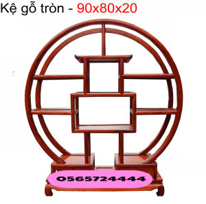 Kệ Gỗ Hương Tròn Đế Tròn Phòng Khách Cỡ 90x80x20