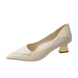 IELGY Pointed-toe french low heeled mules womens 2024 nude light occupation