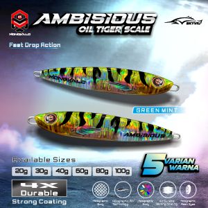 MONGKALO AMBISIOUS Hologram Motif Minyak Tiger 30 gram Metal Jig 30 g 30g Umpan Pancing Mancing 30 gr Ultralight Killer Umpan Metaljig 30gr Umpan Jiging 30gram Murah
