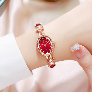 CAVEN DENTON oval watch for women waterproof luxury clover emerald strap diamond temperament watch