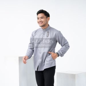 Kemko Kemeja Koko Pria Embos Premium - Abu Abu Silver