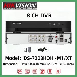 Hikvision CCTV DVR iDS-7208HQHI-M1/XT  AcuSense 8 Channel DVR Support All Channels HDTVI Two-Way Audio And AoC (Audio over Coax) Motion Detection Technology For Analog CCTV Camera  Digital Video Recorder