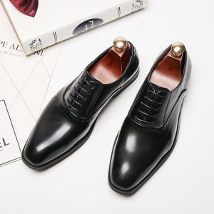 XueChur Men British Business Formal Leather Shoes Mens Lace Casual Gentleman Office Wedding Shoes Size 39-44