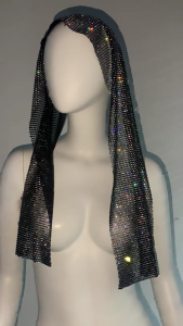 Elegant Women Hijab Turban for Head Wrap Headwear Hair Sparkly Rhinestones Party Evening Costume Scarf