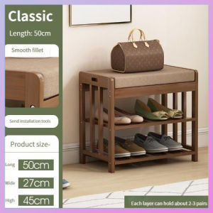 Shoe Changing Bench Wooden Shoe Changing Stool Soft Cushion Shoe Changing Stool Shoe Rack