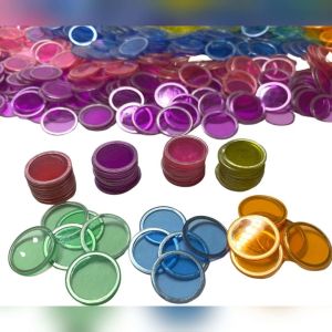 Steel Ringed Magnetic Chips diameter 1.9cm Transparent Plastic Counters for Sensory Play Light Table or Bingo Montessori