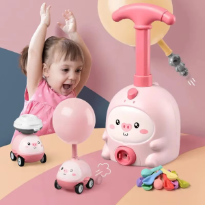Cartoon Little Pig Air-Powered Toy Car Balloon Flying Car Toys Educational Cars Toys Gifts for Kids