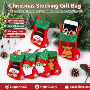 Christmas Tree Hanging Mini Stockings Gift Bag Santa Snowman Reindeer Sock Ornament for Home Holiday Party Decoration