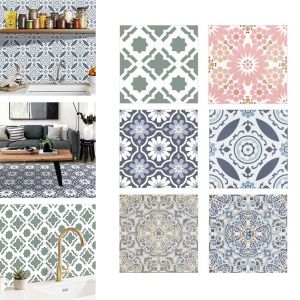 MIRELINA 6pcs Chống thấm nước Gạch lát sàn tự dính PVC 30x30cm Miếng dán tường Tự sửa chữa và cải tạo Chống mài mòn Miếng dán vinyl dán liền Phòng tắm Nhà bếp