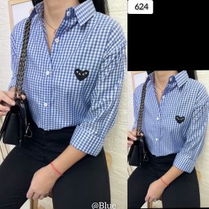 RED-Kemeja Kantor Lengan Panjang/Atasan Daily Wanita/Kemeja Kotak GARCON