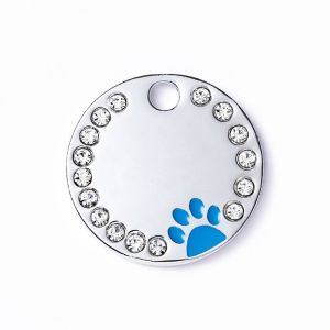 [Free Engraving] Personalized Pet Dog Cat ID Tag Engraved Anti-lost Diamond Pendant Collar Charm Accessories