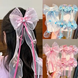2Pcs/Set Cute Sanrio Kuromi My Melody Bows Baby Hairclips Lace Flower Children Girls Hairpins Hairdresses Baby Hair Clip Gifts