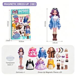 CuddleCove Magnetic Dress Up Doll Princess Sticker Toy DIY Clothes Fridge Magnet Playset Girls Gift Kids