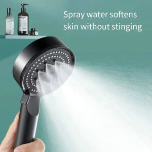 Hand Shower Mandi 5 in1 Bulat Hitam Shower Semprotan Mandi Handshower On Off 5 Function Black