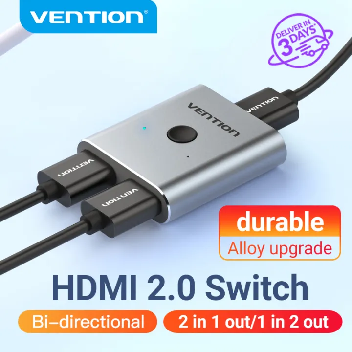 Bi-Directional 4K HDMI 2.0 Switch / Splitter HUB – 2 In 1 Out & 1 In 2 Out – Aluminum Alloy – Universal Fit