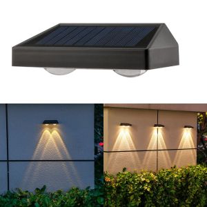 FOUNDTWO 3LED Waterproof Solar Wall Lamps White Light 2LED Night Outdoor Street Light Solar-powered Outdoor Wall Lights Outdoor Rainproof Solar Wall Lights Garden