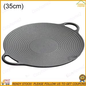 [Cozyhome2] 13.8 Inch Large Cast Iron Griddle for Outdoor Barbecue Non Stick Surface Durable and Easy to Clean