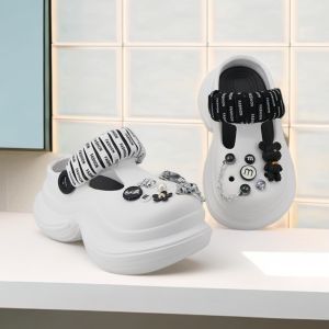 UoMeAi Sandal Wanita Jelly Anti Slip Sendal Fuji Baim Rubber 3D Anti Slip Tinggi 6CM Sandal Wanita Kodok 2025