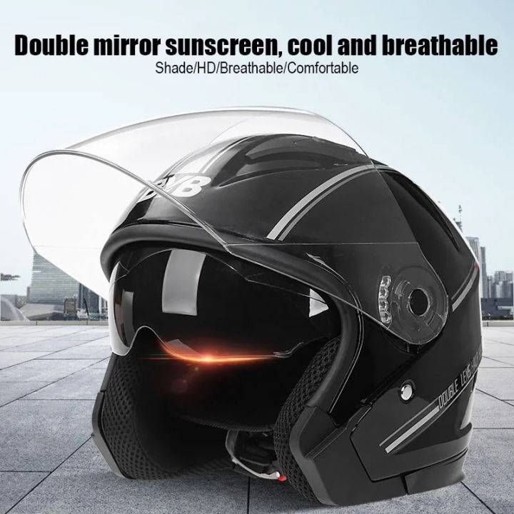 Men Motorcycle half Helmets Dual Lens Scooter Motor racing Helmet Casco  vespa village Riding capacity summer motocross Helmets Lazada PH