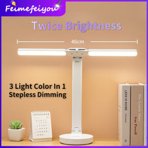 led table lamp light for study 桌灯 台灯 书灯 lampu meja belajar light led table desk lamp for study student bedroom room led clock dispaly USB rechargeable reading lamp with pen holder 2 heads 180° rotate stepless dimming 3 light color in 1 lamp