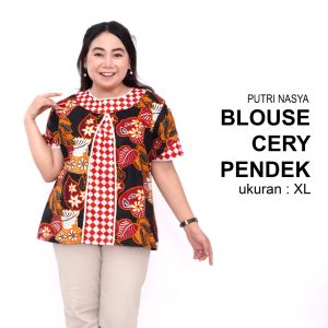 Blouse Big Size Wanita Atasan Batik Jumbo LD 140 Lengkap M-L-XL-2L-3L-4L-5L-6L-7L