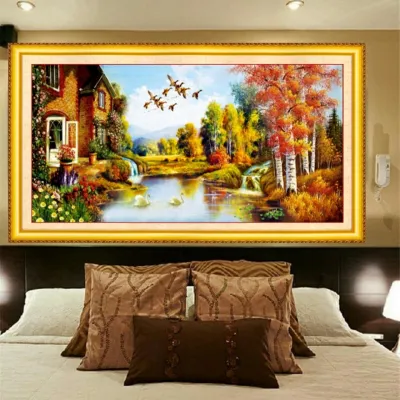 Tranh thêu chữ thập Phong cảnh Làng Quê LV3351(77x58cm)