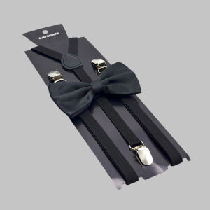 Dasi Kupu Kupu Hitam Suspender Pria Set Dress Party Elegant Untuk Pakaian Pengiring Pria