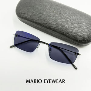 "Mario: แว่นสายตา กรองแสงสีฟ้า UV เปลี่ยนสีดำเมื่อออกแดด แว่นไร้ขอบ รุ่น5192“