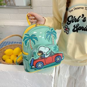YOUMAI Snoopy Backpack Kawaii Girls Japanese Cartoon Green Fresh PU Leather Handbag Exquisite Gift2026