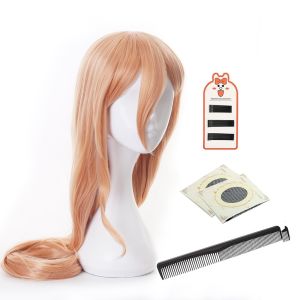 HOLOUN Anime Chainsaw Man Cosplay Costume Power Blue Jacket Uniform White Shirt Wig Fake Hair Halloween Christmas Gift New㏇X0413