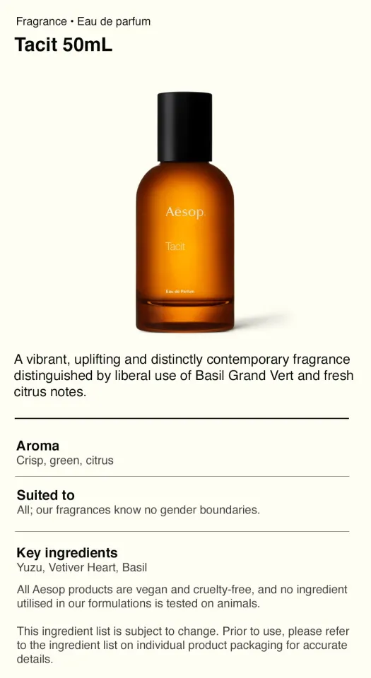 Aesop Tacit Eau de Parfum 50mL | Lazada Singapore