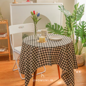 Taplak Meja Motif Gingham Checker Board Kotak-Kotak/Table Runner Aesthetic Korea/Taplak Meja Kain Katun Jepang/Alas Piknik