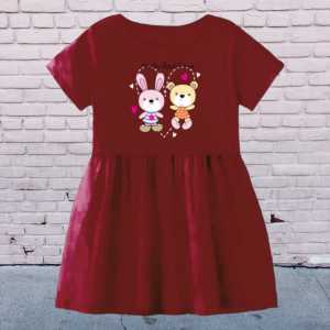 Daster snsk perempuan usia 1-8 tahun lengan pendek boneka love