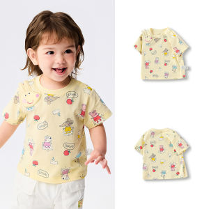 Balabala tay ngắn cho bé áo thun trắng mỏng mùa hè nam nữ 2025