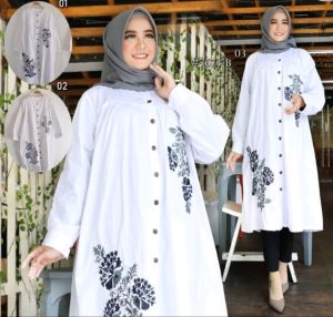 Long Tunik Jumbo XXXXL Model Bordir Dengan Ld 130 Cm