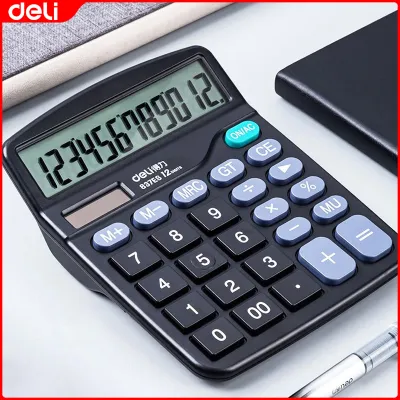 Deli Desktop Calculator For Business Dual Power Office Calculator 12-Bit Large Screen Office Stationery 837ES/EM221