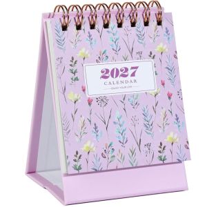 YESMILE Họa tiết hoa Lịch để bàn năm 2027 Cuộn dây Mini Lịch để bàn Tiếng Anh Lịch nhỏ Văn phòng tại nhà