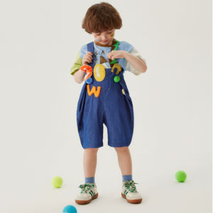 WooBaby ชุดเอี๊ยมขาสั้นสำหรับเด็ก12เดือน-8ปี เอี๊ยมเด็กน้อยสุดแนวไม่ซ้ำใคร เนื้อผ้าดี ระบายอากาศได้ดี