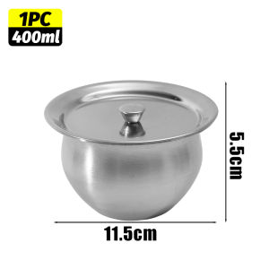 YESPERY 3Pcs 400ML Stainless Steel Steamed Egg Bowl With Lids Kitchen Tableware Soup Bowl Food Container Rice Bowl