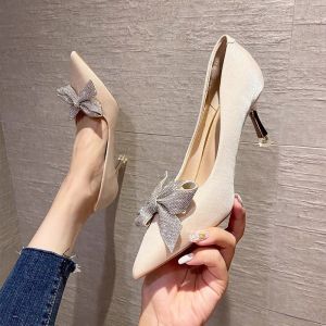 [Free Shipping] Stylish And Elegant High Heels For Women Featuring A Slender Heel Suitable For Spring And Autumn Professional Wear 2026 New Collection Pointed Toe Shallow Opening Butterfly Design Perfect For Weddings And Formal Occasions